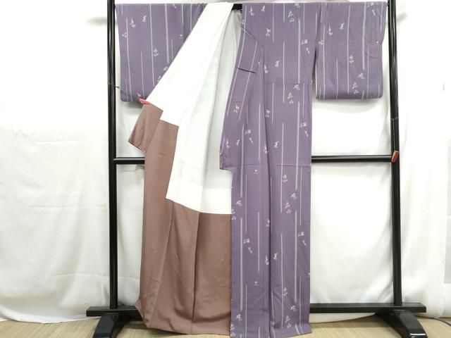 平和屋着物■上質な小紋 草花間道 正絹 逸品 DABH1196qa