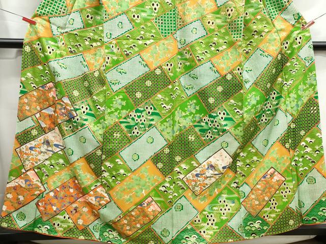 平和屋着物■訪問着 扇面花蝶文 金彩 正絹 逸品 DABH1197qa