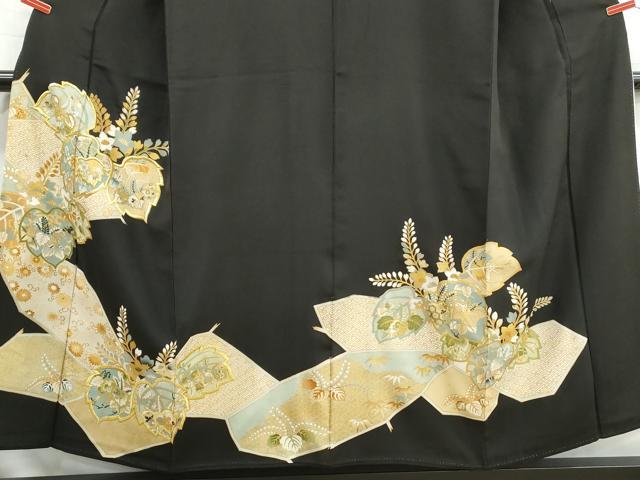 平和屋着物■豪華黒留袖 切嵌花文 桐 金彩 正絹 逸品 DABH1217qa