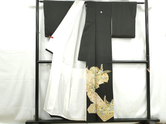 平和屋着物■豪華黒留袖 切嵌花文 桐 金彩 正絹 逸品 DABH1217qa