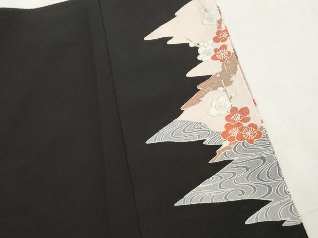 平和屋着物■豪華黒留袖 駒刺繍 飛鶴枝梅文 金彩 正絹 逸品 DABH1219qa