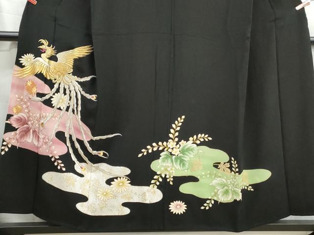 平和屋着物■豪華黒留袖 駒刺繍 鳳凰花文 桐 金銀糸 金彩 正絹 逸品 DABH1226qa
