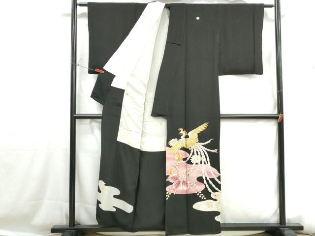 平和屋着物■豪華黒留袖 駒刺繍 鳳凰花文 桐 金銀糸 金彩 正絹 逸品 DABH1226qa