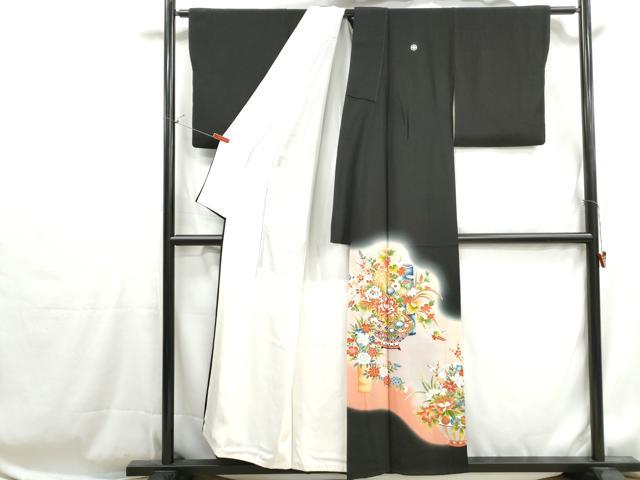 平和屋着物■豪華黒留袖 作家物 飾花文 乱菊 暈し染め 金彩 正絹 逸品 DABH1230qa