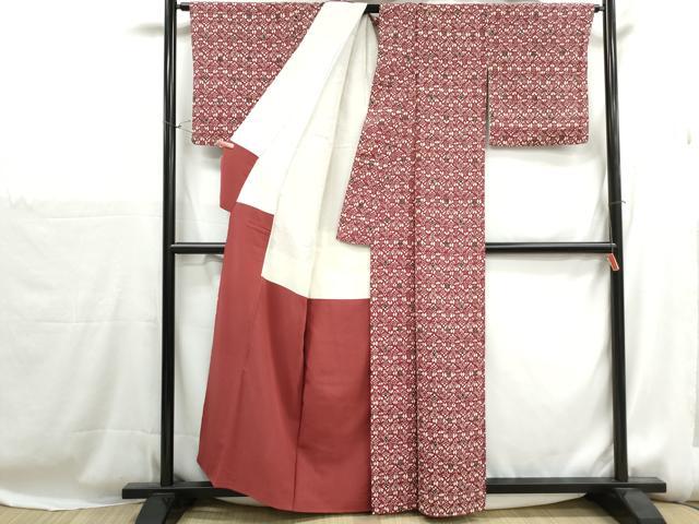 平和屋着物■上質な小紋 型染め 抽象花文 正絹 逸品 DABH1231qa