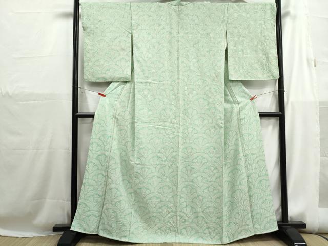 平和屋着物■上質な小紋 総絞り 花青海波文 正絹 逸品 DABH1235qa
