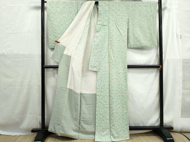 平和屋着物■上質な小紋 総絞り 花青海波文 正絹 逸品 DABH1235qa