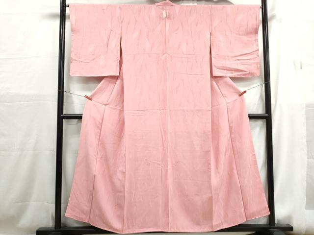 平和屋着物■上質な色無地 葉尽くし地紋 紅梅色 正絹 逸品 DABH1240qa