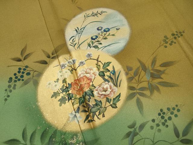 平和屋着物■訪問着 鴛鴦花丸文 暈し染め 金彩 正絹 逸品 DABH1247qa