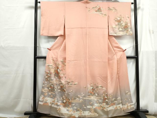 平和屋着物■訪問着 エ霞花車文 松竹梅 暈し染め 金彩 正絹 逸品 DABH1250qa