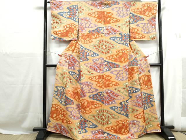 平和屋着物■上質な小紋 絞り 抽象文 正絹 逸品 DABH1251qa
