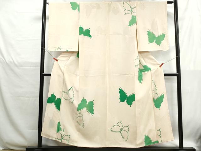 平和屋着物■上質な小紋 地紋起こし 舞蝶文 正絹 逸品 DABH1263qa