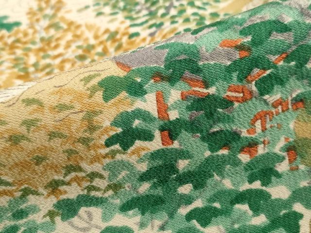 平和屋着物■上質な小紋 樹林風景花文 正絹 逸品 DABH1264qa