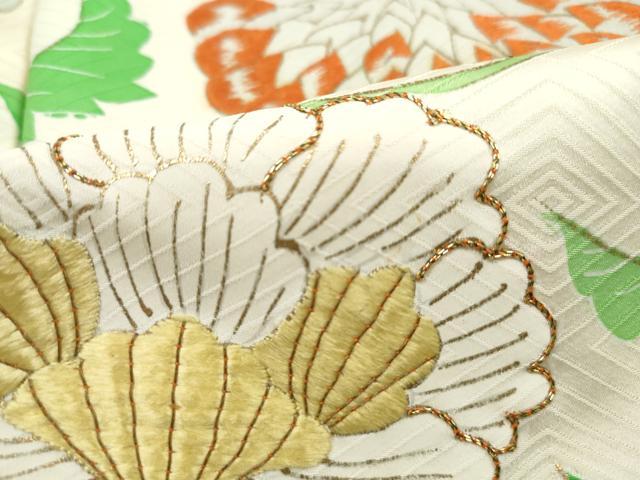 平和屋着物■訪問着 駒刺繍 更紗花文 金彩 正絹 逸品 DABH1267qa