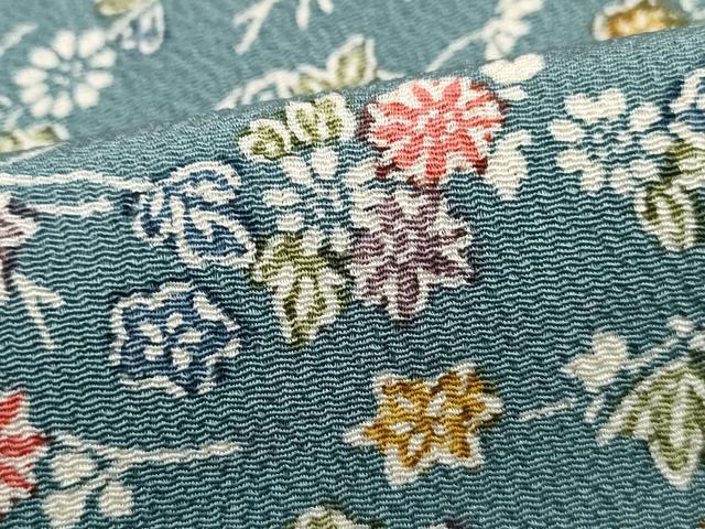 平和屋着物■上質な小紋 枝花文 鬼しぼ縮緬 正絹 逸品 DABH1270qa