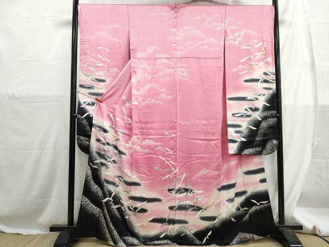 平和屋着物■豪華振袖 霞舞蝶文 暈し染め 正絹 逸品 DABH1276qa
