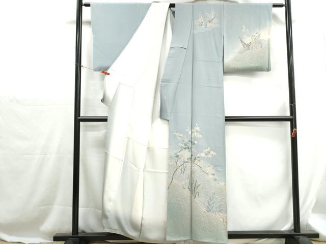 平和屋着物■訪問着 友禅 流水飛鳥文 舟 暈し染め 正絹 逸品 DABH1280qa
