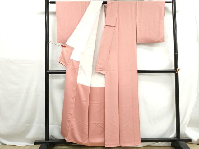 平和屋着物■上質な色無地 小花尽くし地紋 紅梅色 正絹 逸品 DABH1282qa