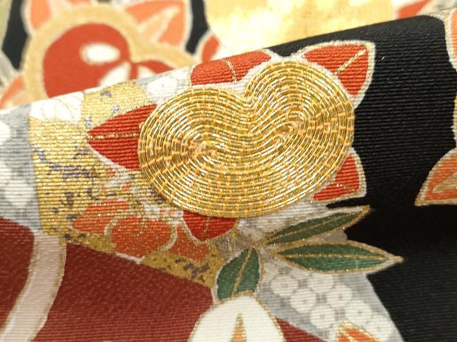 平和屋着物■豪華黒留袖 駒刺繍 流水枝梅文 暈し染め 金彩 正絹 逸品 DABH1299qa