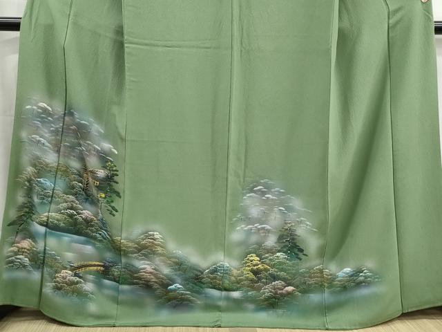 平和屋着物■訪問着 樹林風景文 暈し染め 金彩 鬼しぼ縮緬 正絹 逸品 DABH1307qa