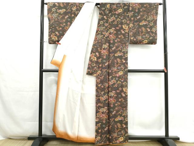 平和屋着物■上質な小紋 枝花文 藤花房 金彩 正絹 逸品 DABH1308qa