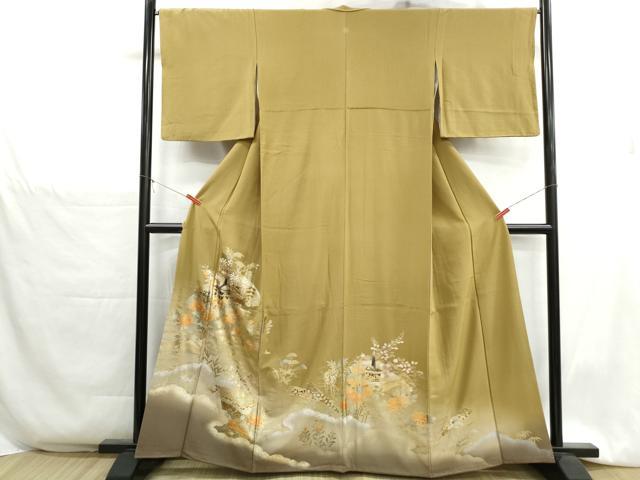 平和屋着物■豪華色留袖 地紙風景花文 暈し染め 金銀彩 正絹 逸品 DABH1310qa