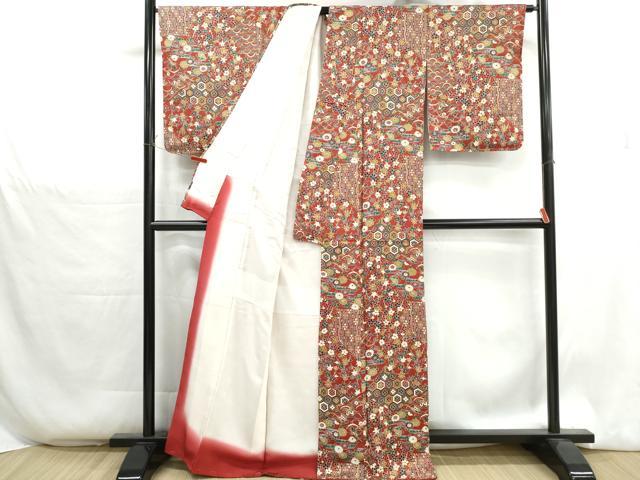 平和屋着物■上質な小紋 切嵌花蝶文 金彩 正絹 逸品 DABH1319qa