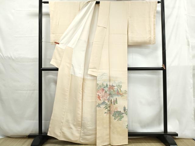 平和屋着物■豪華色留袖 寿光織 人物風景文 金糸 正絹 逸品 DABH1337qa