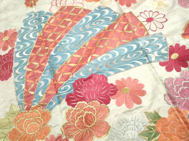平和屋着物■豪華振袖 総刺繍 檜扇花文 金銀糸 正絹 逸品 DABH1357qa