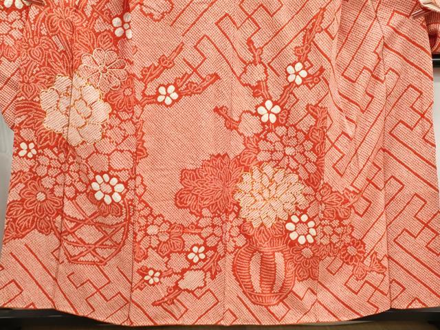 平和屋着物●豪華振袖 総絞り 駒刺繍 舞花文 牡丹 正絹 逸品 DABH1369qa