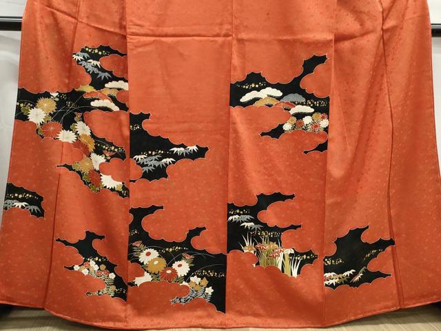 平和屋着物■訪問着 駒刺繍 雲取り花松文 金彩 正絹 逸品 DABH1372qa