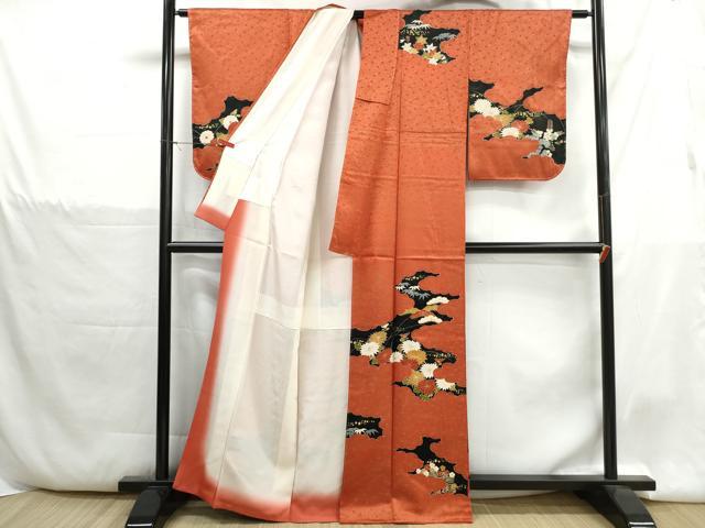 平和屋着物■訪問着 駒刺繍 雲取り花松文 金彩 正絹 逸品 DABH1372qa