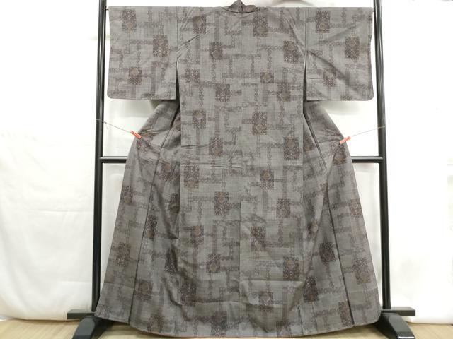 平和屋着物■上質な紬 抽象花文 正絹 逸品 DABH1376qa
