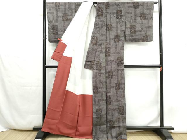 平和屋着物■上質な紬 抽象花文 正絹 逸品 DABH1376qa