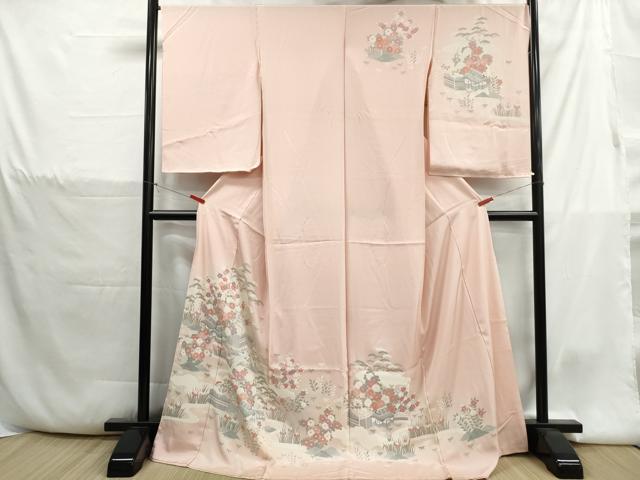 平和屋着物■訪問着 仮絵羽 友禅 風景花文 松竹梅 暈し染め 反端付き 逸品 未使用 DABH1383qa
