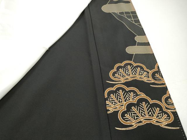 平和屋着物■豪華黒留袖 駒刺繍 地紙飛鶴花文 松竹梅 金銀彩 正絹 逸品 DABH1386qa