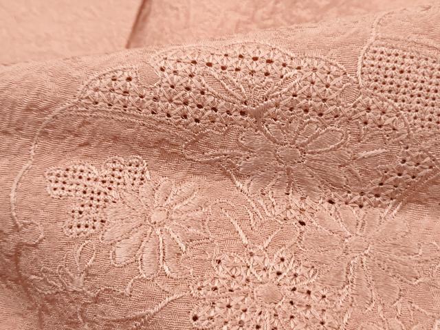 平和屋着物■中国三大刺繍 スワトウ刺繍 汕頭刺繍 総刺繍 無地絵羽訪問着 雪輪花文 宍色 正絹 逸品 DABH1389qa