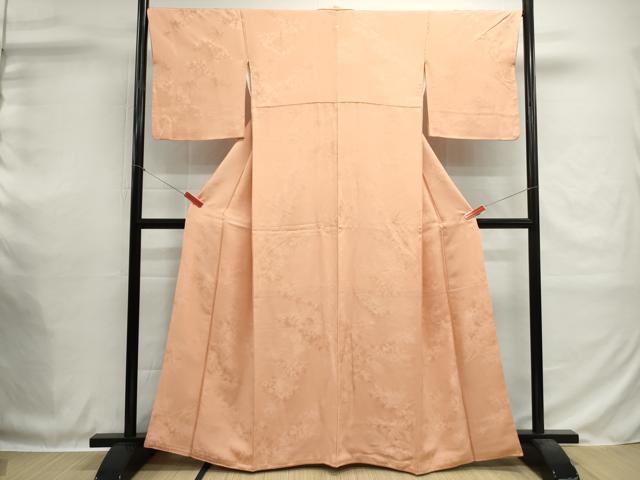 平和屋着物■上質な色無地 樹林地紋 洒落柿色 正絹 逸品 DABH1395qa