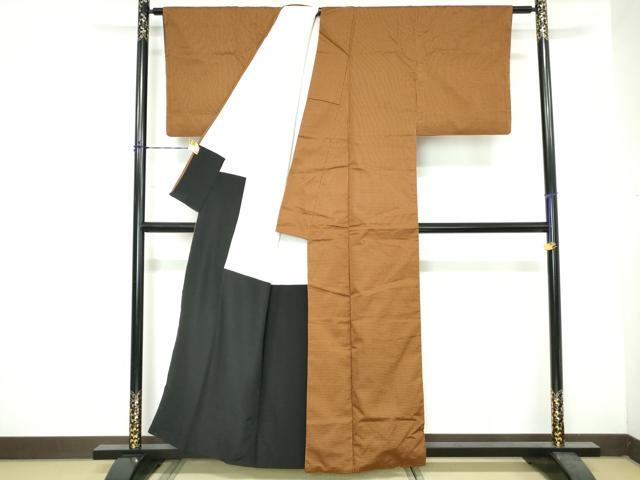 平和屋着物■上質な紬 変わり格子文 正絹 逸品 DABH1403qa