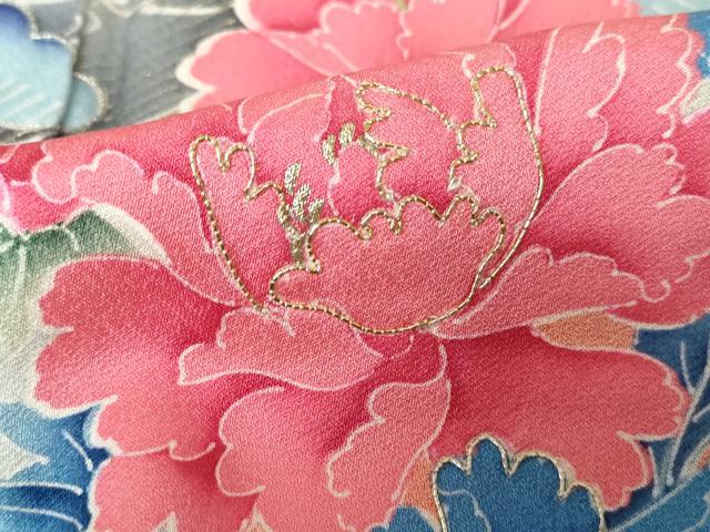 平和屋着物■豪華振袖 駒刺繍 風景花松文 牡丹 暈し染め 金彩 正絹 逸品 DABH1409qa