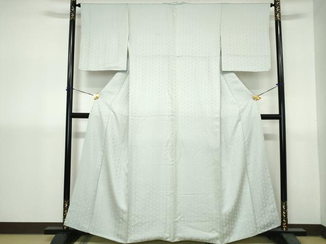 平和屋着物■上質な色無地 七宝花地紋 白藍色 正絹 逸品 DABH1417qa