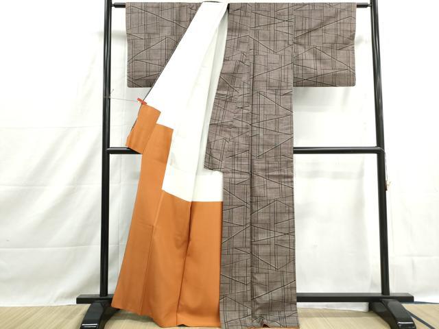平和屋着物■本場大島紬 7マルキ 幾何学文 正絹 逸品 DABH1426qa