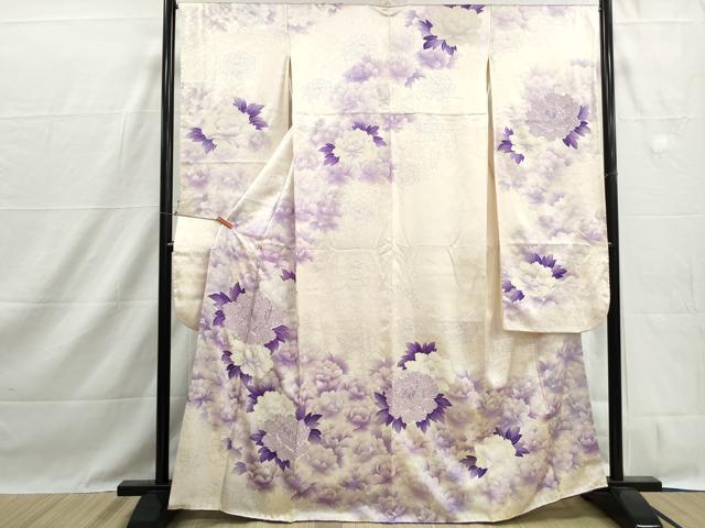 平和屋着物■豪華振袖 駒刺繍 草花文 牡丹 暈し染め 銀彩 やまと誂製 正絹 逸品 DABH1436qa