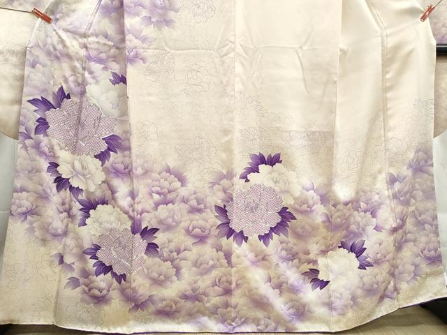 平和屋着物■豪華振袖 駒刺繍 草花文 牡丹 暈し染め 銀彩 やまと誂製 正絹 逸品 DABH1436qa
