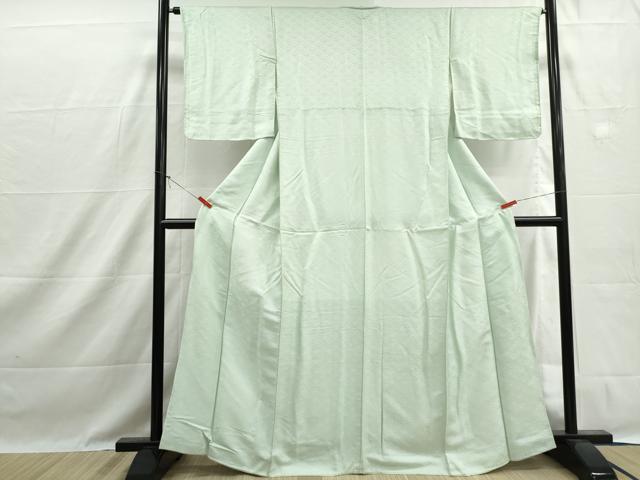 平和屋着物■上質な色無地 花青海波地紋 若芽色 正絹 逸品 DABH1445qa