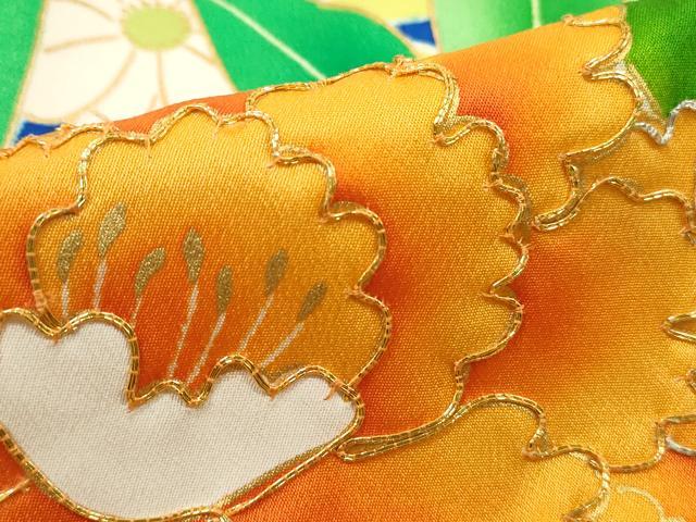 平和屋着物■豪華振袖 駒刺繍 草花文 暈し染め 金彩 正絹 逸品 DABH1457qa