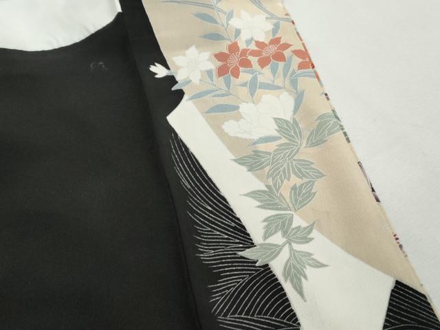 平和屋着物■豪華黒留袖 駒刺繍 流水花鳥文 金彩 正絹 逸品 DABH1472qa