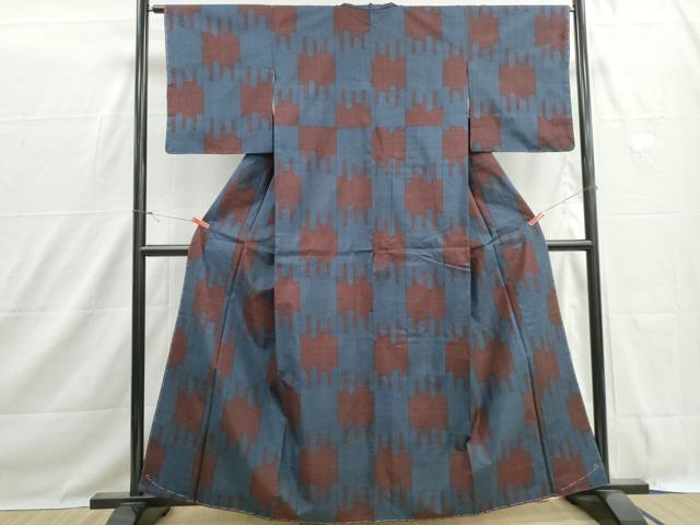 平和屋着物■本場大島紬 7マルキ 幾何学間道 正絹 逸品 DABH1473qa