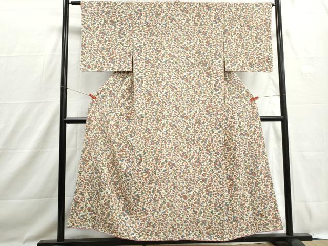 平和屋着物■上質な小紋 型染め 流水小花文 正絹 逸品 DABH1475qa