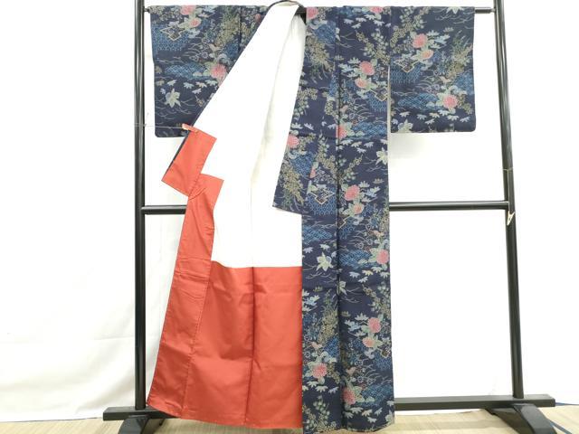 平和屋着物■上質な紬 草花文 正絹 逸品 DABH1476qa